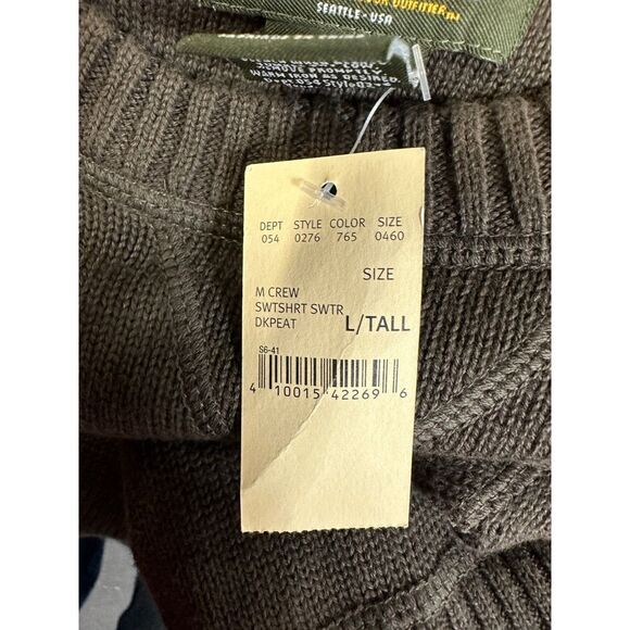 Eddie Bauer Crew Neck Sweater Mens Large Tall‎ Brown Pullover Long Sleeve NEW - Picture 5 of 8